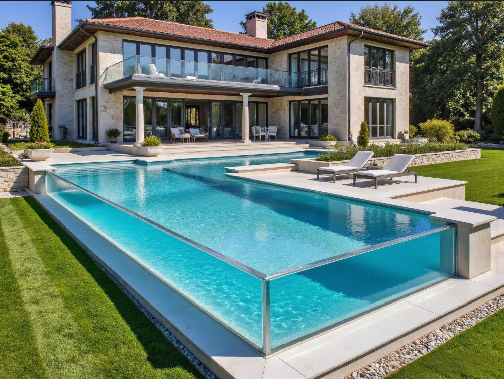 คุณภาพสูง Custom Size Outdoor Infinity Pool ผนังสระว่ายน้ําอะคริลิค สําหรับบ้านและการใช้งานทางการค้า